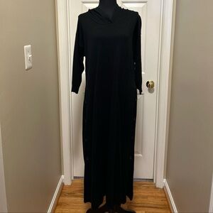 New York & Company Black Long Sleeve Hooded Sweater Dress w/ side button accents